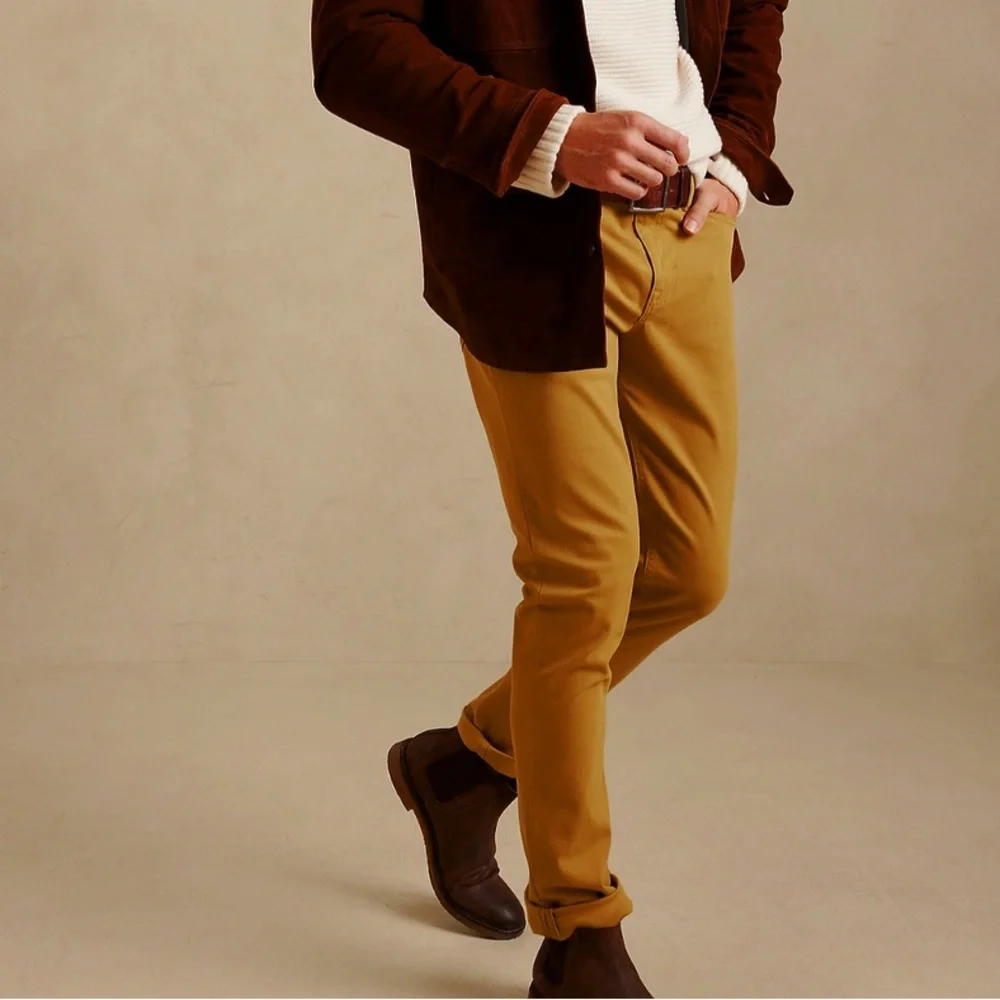 Banana Republic men’s brown tapered elastic ankle cotton khaki pants size 31